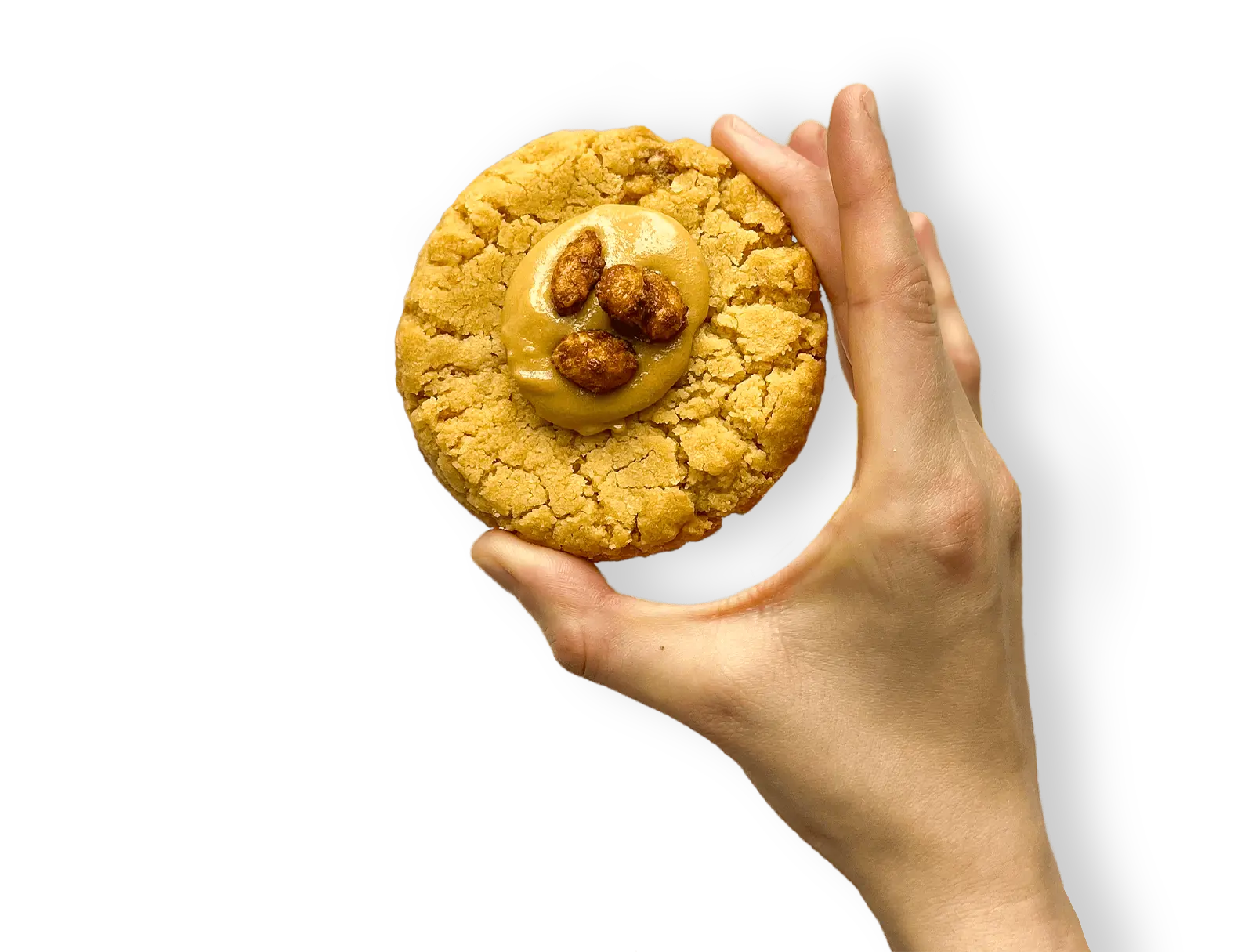 Main tenant un cookie fait maison et vegan